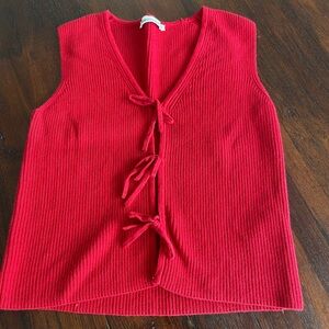 Abercrombie & Fitch Red Tie-Front Tank Top
